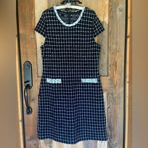 St. John Beautiful Black & White Tweed Plaid Dress